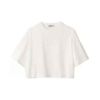 MIU MIU Embroidered logo Cotton T shirt