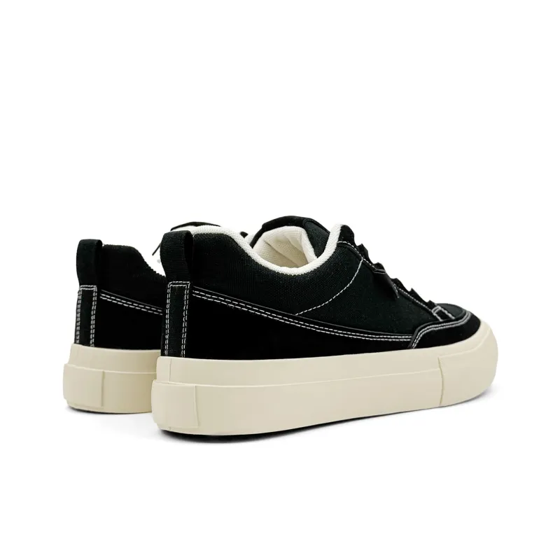 Mengsai Cushioning Coverage And Abrasion Resistant Low Top Skateboard Shoes Men's Black With White Stitching-5