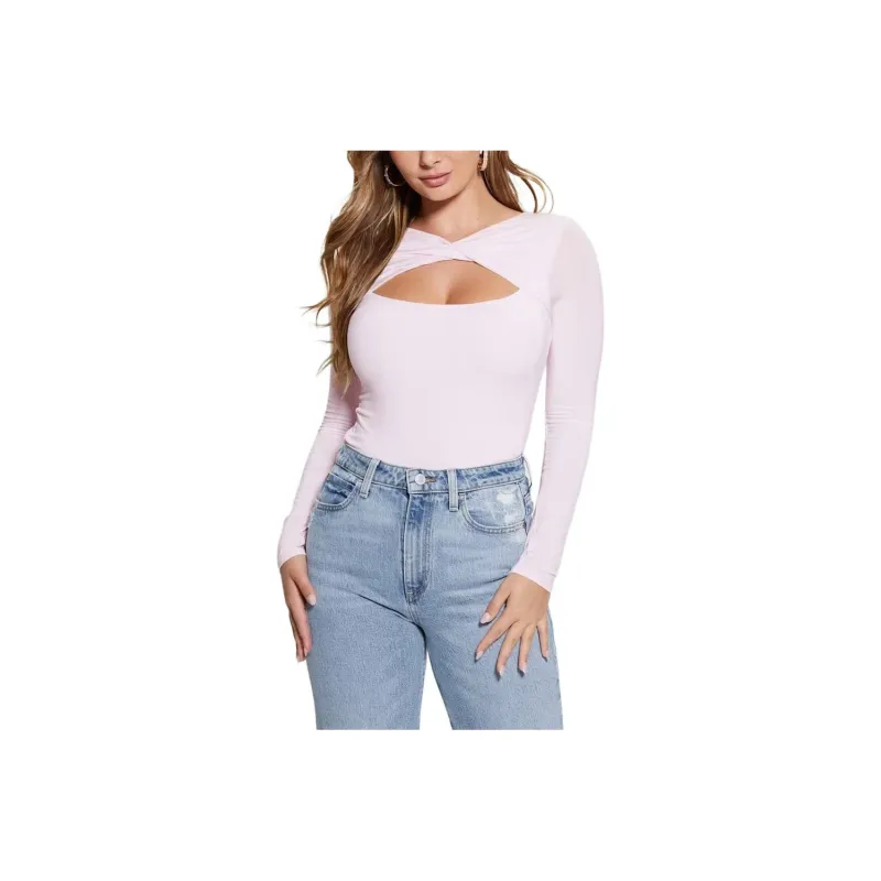 GUESS Front Cut-Out Top T-Shirt Women's Pink-0