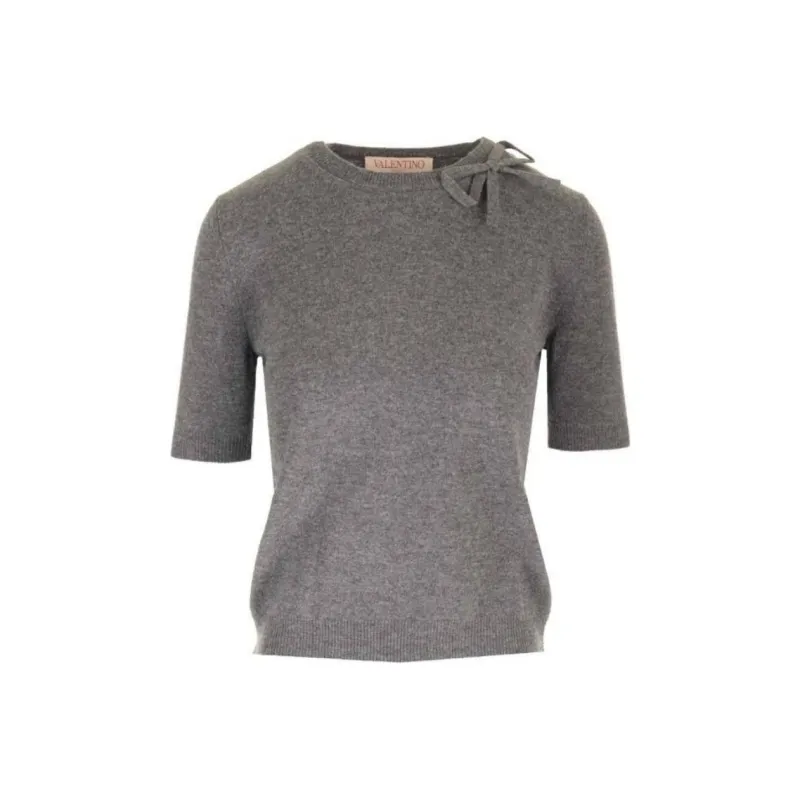 Valentino Bow Detailed Crewneck Knitted Top-0