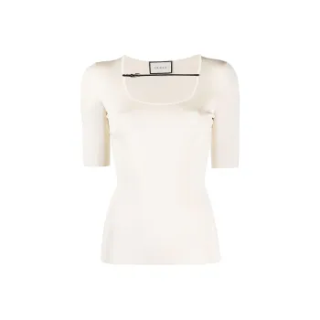 GUCCI Buckle strap Ribbed T shirt