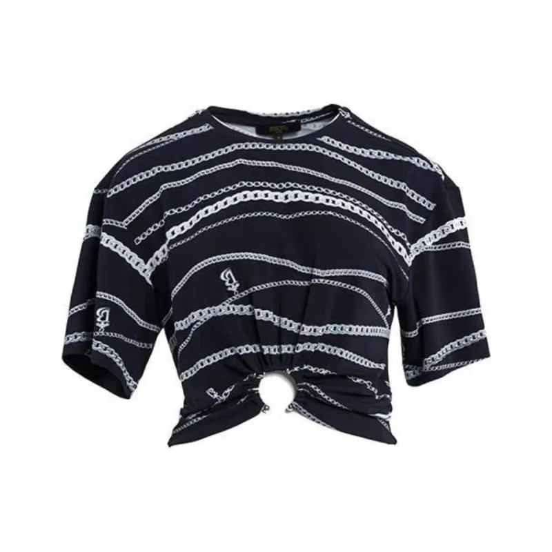 BESIONIA SS24 Crop Tops Women's Black And White Pattern-0