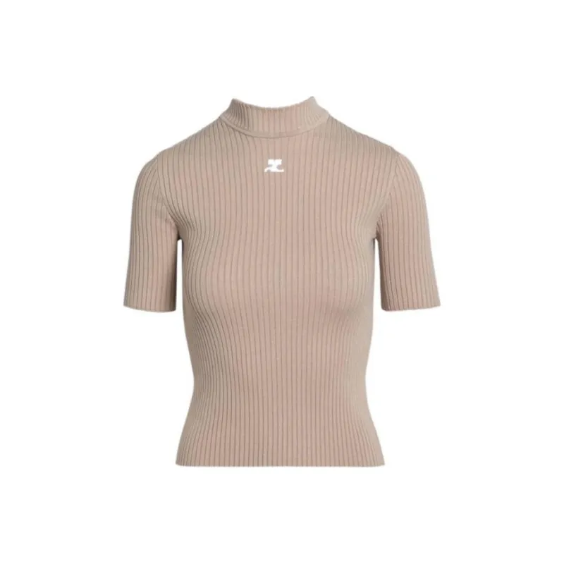 Courrèges Ribbed Turtleneck Sweater 'Cappuccino'-0