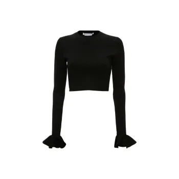 JW Anderson Ruffle Detailed Ribbed Cropped Top