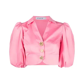 Self portrait Puff sleeve Cropped Shirt