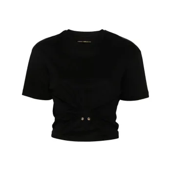 Paco Rabanne Ring Detailed Cropped T Shirt