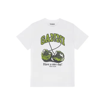 GANNI Logo Printed Crewneck T Shirt