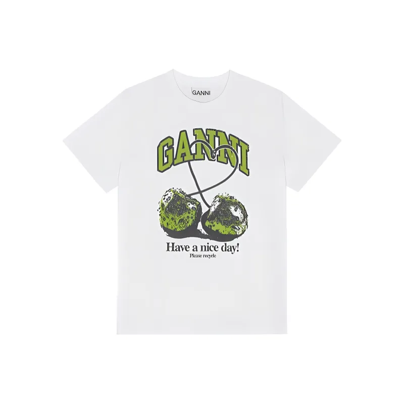 GANNI Logo Printed Crewneck T Shirt-0