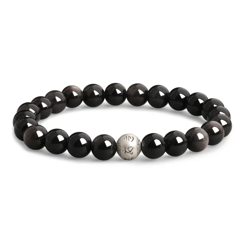 Lao Feng Xiang Natural Obsidian Bracelets Unisex-0