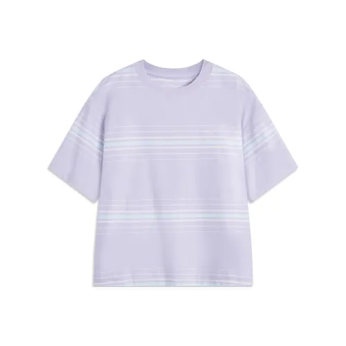 LiNing Sports Life Collection T Shirt Women's Bad Little Purple/Ivory Stripes