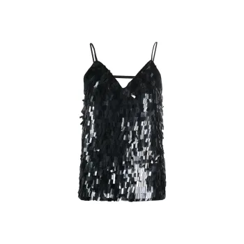 PINKO Sequinned Embellished Vest Top