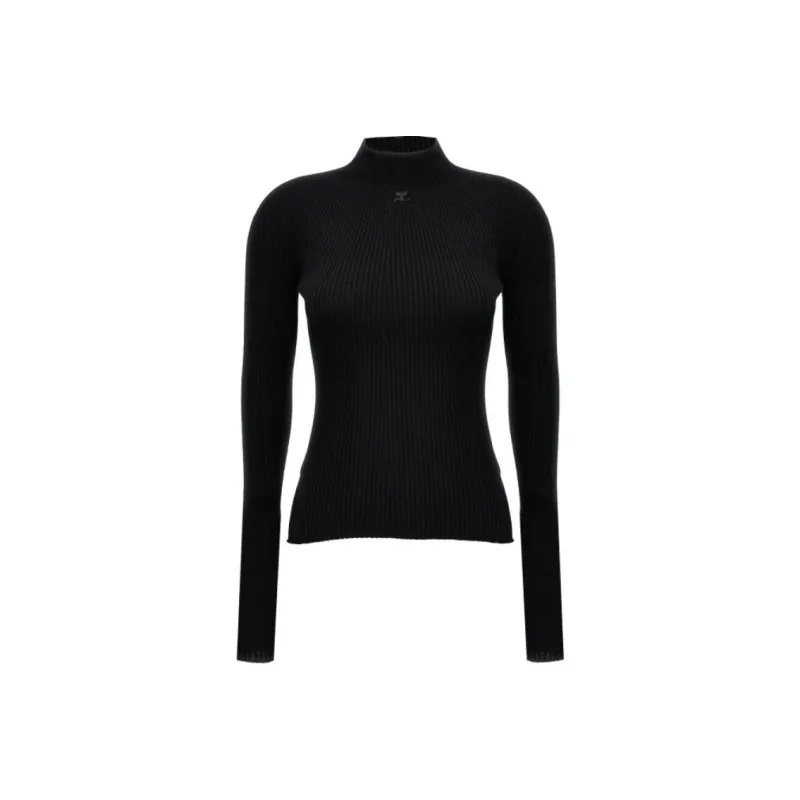 COURREGES Engineered Light Rib Mock Neck Jumper-0