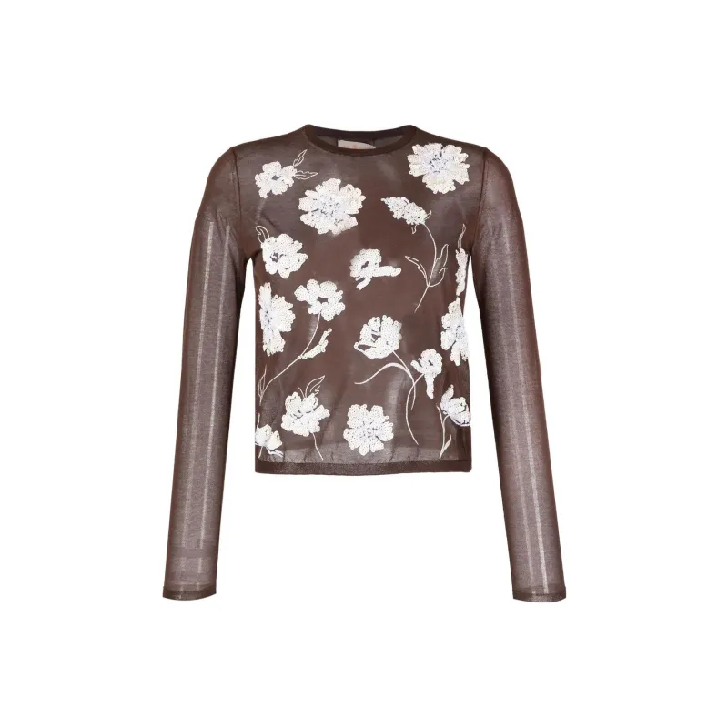 TORY BURCH Floral embroidered Knitted Top-0