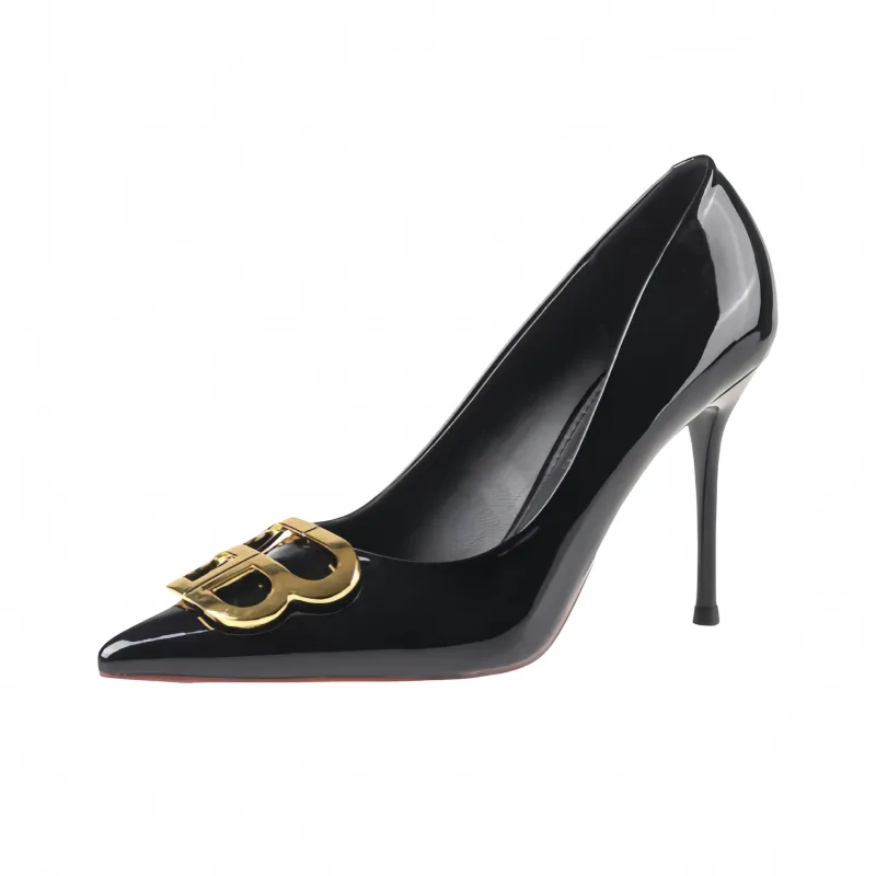 CHILI Slim Heel High Heels Women's Black-0