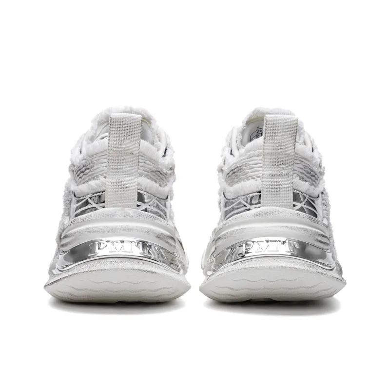 PMT Slip Resistant, Breathable, Lightweight, Height Increasing Low Top Chunky Sneakers Unisex White Black-11