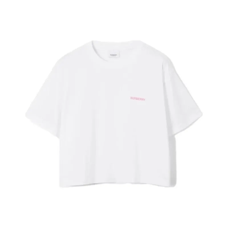 Burberry Logo Printed Crewneck Cropped T Shirt-0