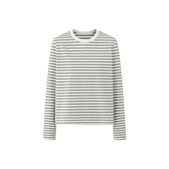 EVISTUB Regular T Shirt Women's Gray White Stripes