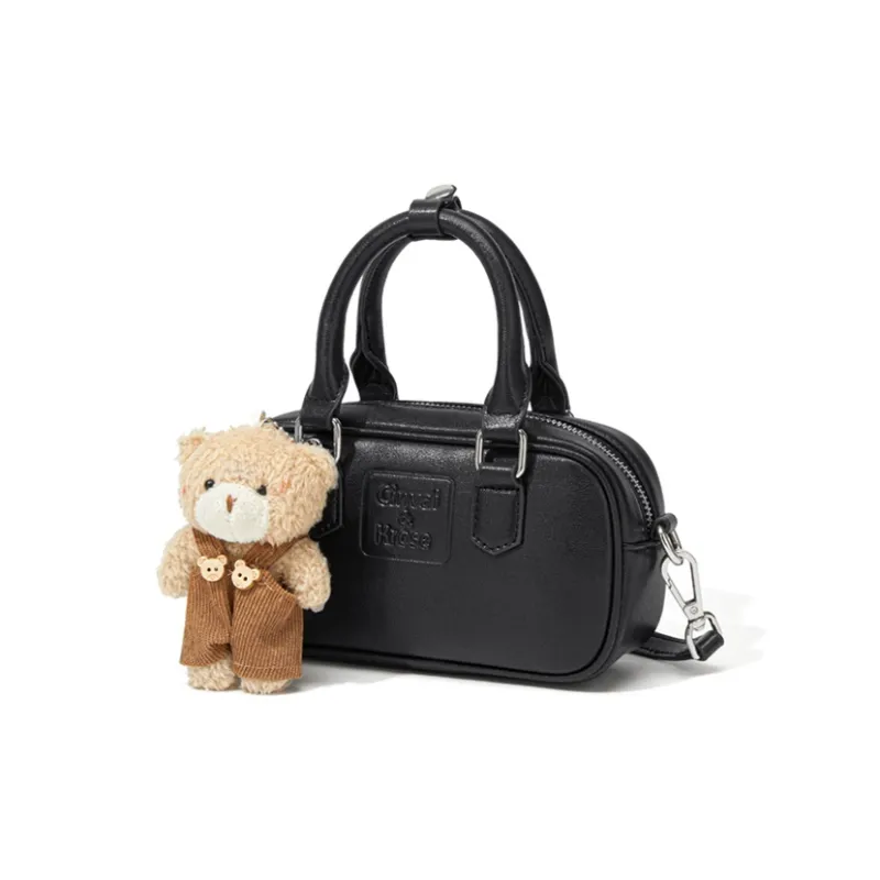 CinvaiKrose Synthetic Leather Handbag Small Size Women's Ecru/Black-6