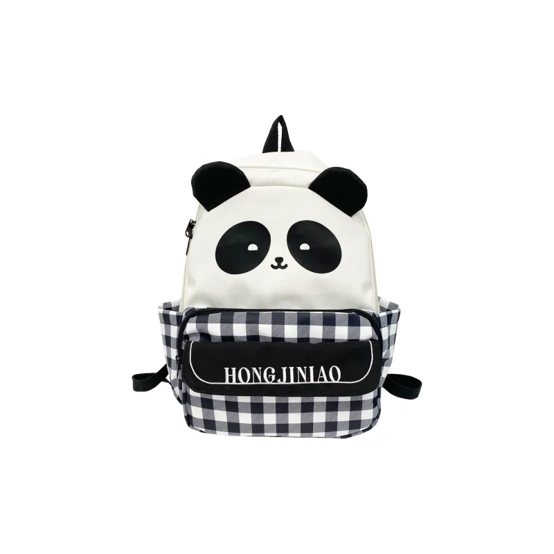 URBAN FOREST Nylon Backpack Unisex Panda Plaid/Black Panda-0