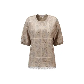 JZ Juzui T Shirt Women's Pattern Tea Gold
