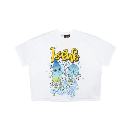 LOEWE Paula's Ibiza 2022 Drop Shoulder Sleeve T Shirt Women's White