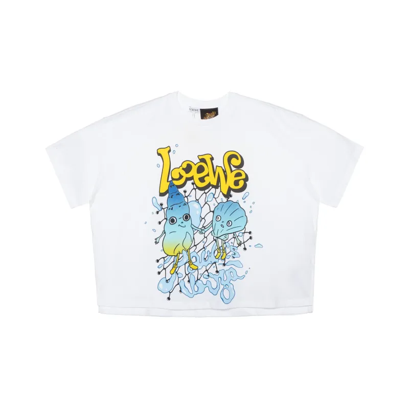 LOEWE Paula's Ibiza 2022 Drop Shoulder Sleeve T Shirt Women's White-0
