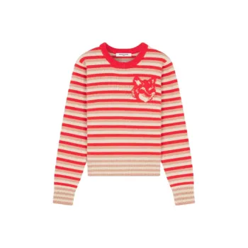 Maison Kitsune Fox head Intarsia Striped Jumper