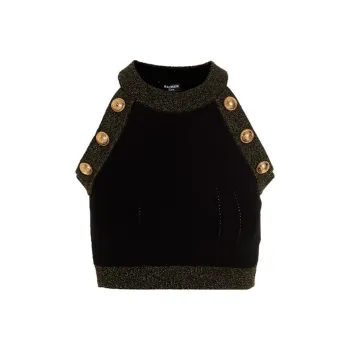 BALMAIN Contrast trimmed Knitted Top