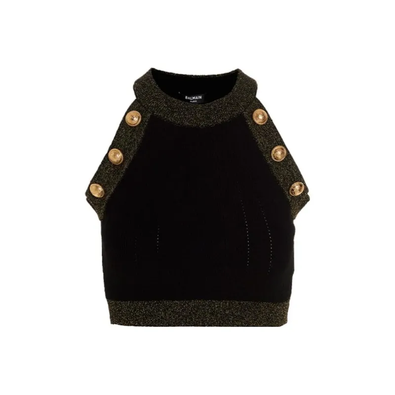 BALMAIN Contrast trimmed Knitted Top-0