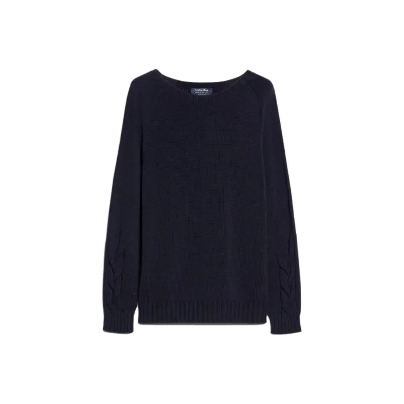 'S MAX MARA Harald Collection Cable Knit Sweater In Cotton Yarn Sweater Women's Marine Blue-0