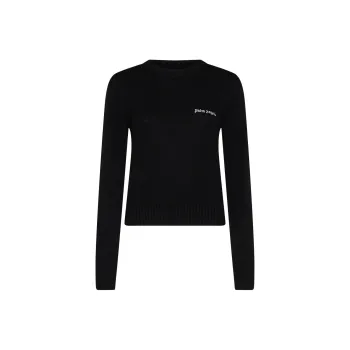 PALM ANGELS Logo Embroidered Crewneck Knitted Jumper