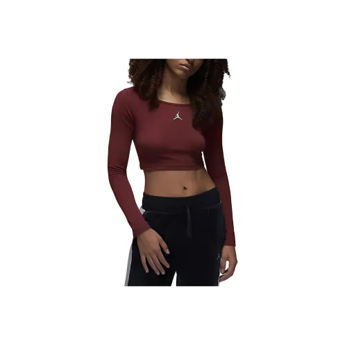 JORDAN Flight Crop Tops Women's Peachwood Red