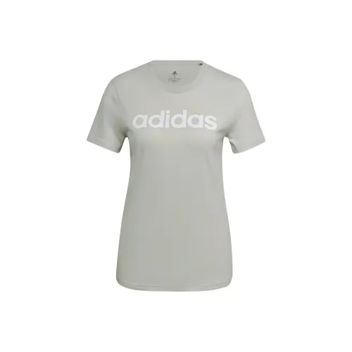 Adidas Essential T Shirt Women's Linen Green White
