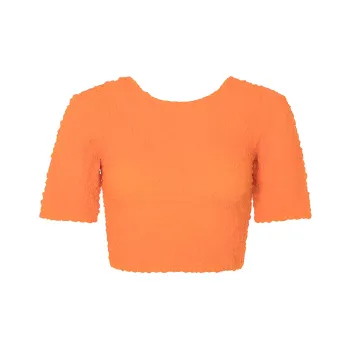 GANNI Poplin O Neck Cropped Smock Top 'Orange'