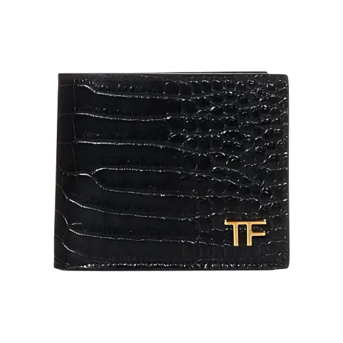 TOM FORD Crocodile Embossed Leather Card Holder Men's Black