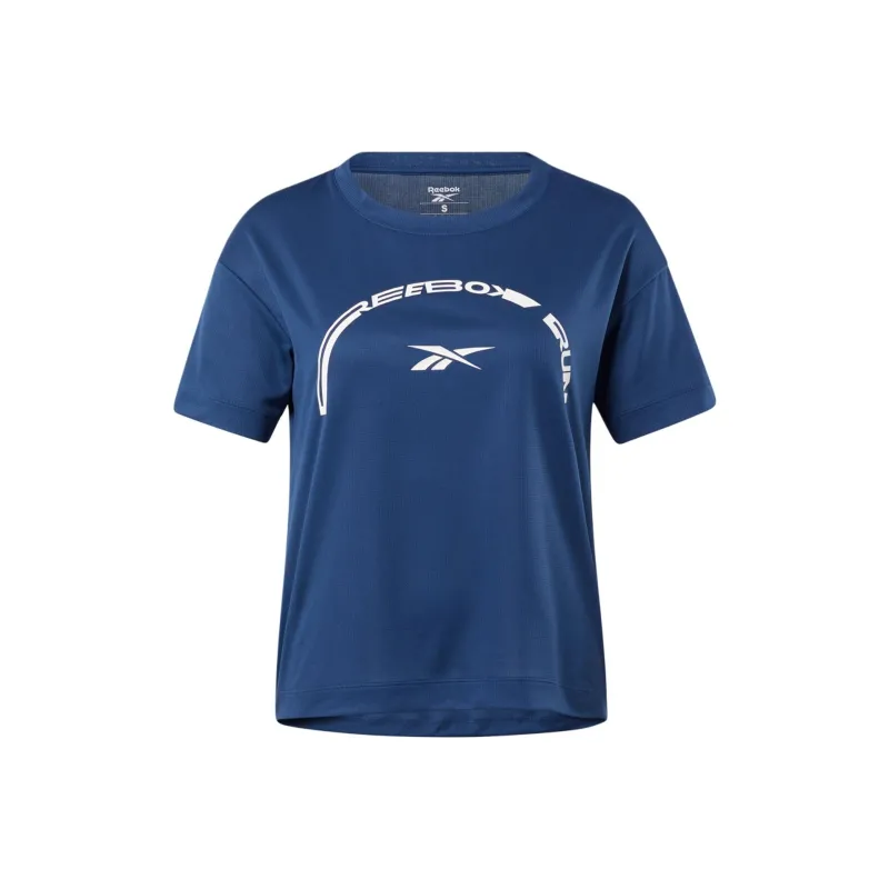 Reebok CYCLED Collection Running SW Graphic Tee T-Shirt Women's Wax-Dyed Blue-0