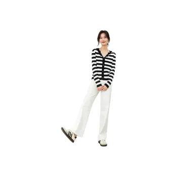 VIMLY Sweater Women's Black White Stripes