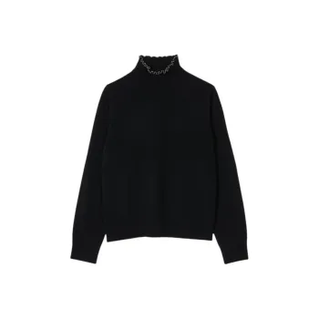 Sandro Beaded trim Roll neck Jumper
