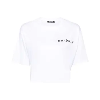 BALMAIN Logo Embellished Crewneck T Shirt