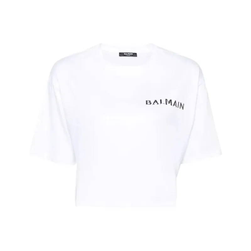 BALMAIN Logo Embellished Crewneck T Shirt-0
