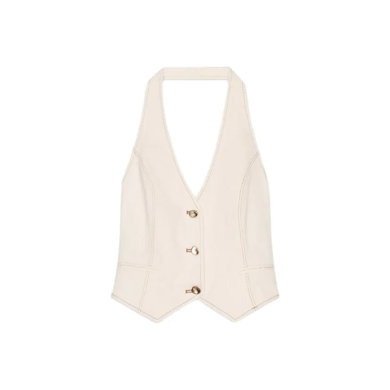 ZARA Tank Tops Women's Raw White-0