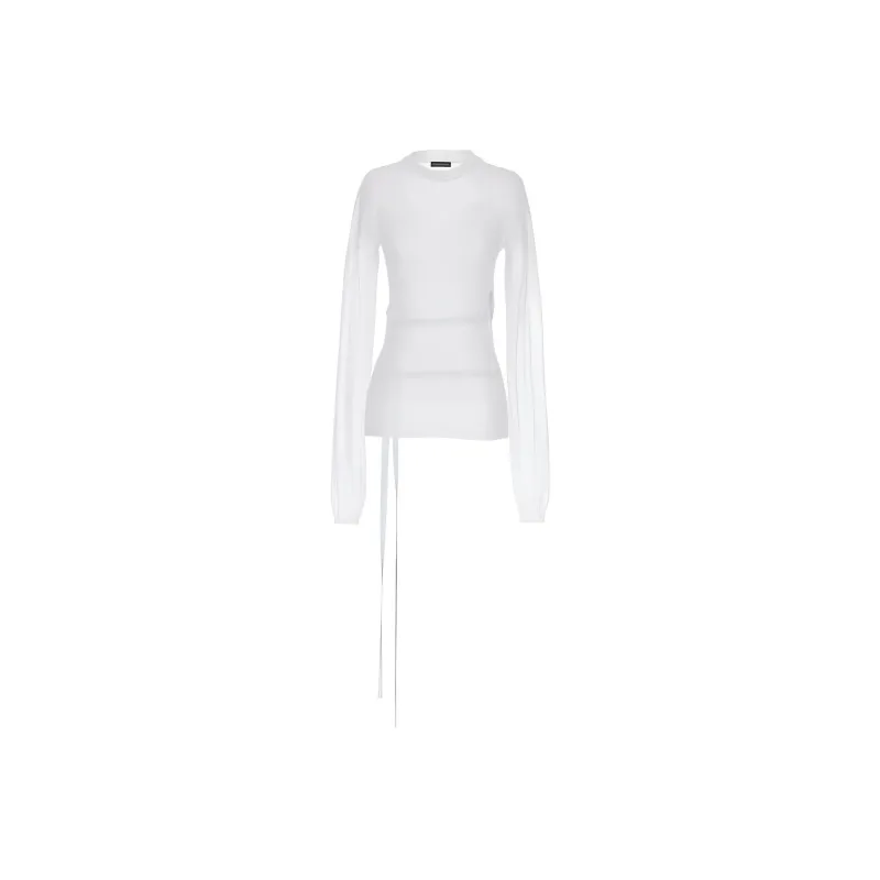 Ann Demeulemeester Blion Sheer Lace-Up Detailed Sweater-0