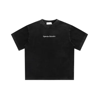 YIMAI 100% Cotton American Heavyweight T Shirt Unisex Black