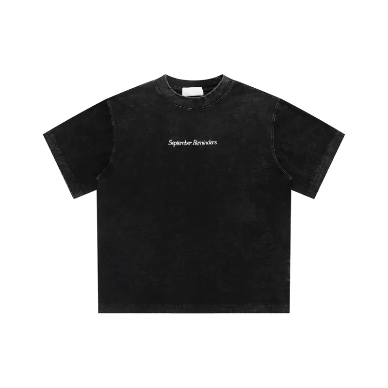 YIMAI 100% Cotton American Heavyweight T Shirt Unisex Black-0