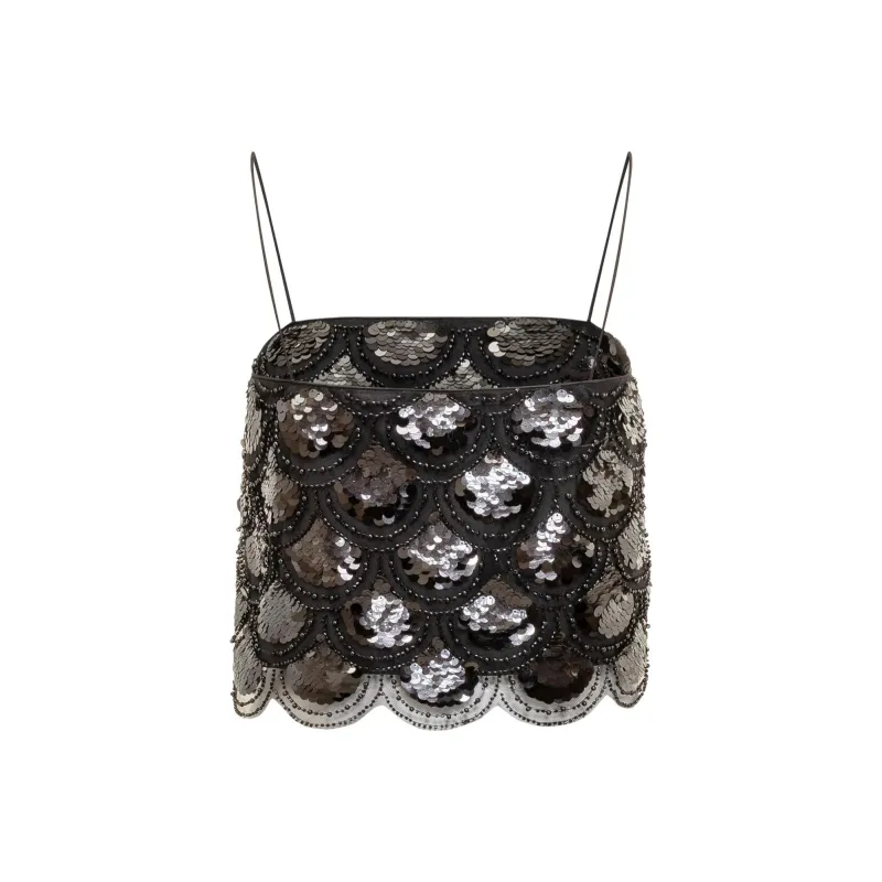 Rotate Sequinned Crop Top-1