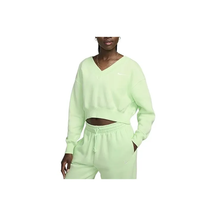 Nike Sportswear Phoenix Fleece Crop Tops Women's Vapor Green/Sail Color-0