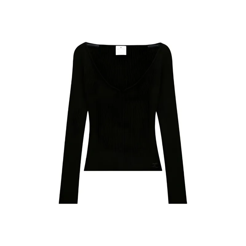 COURREGES Long Sleeved V Neck Jumper-0