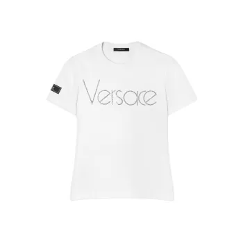 VERSACE Logo Embellished Crewneck T Shirt