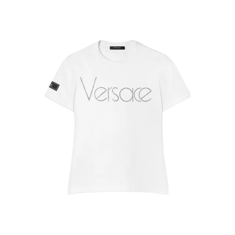 VERSACE Logo Embellished Crewneck T Shirt-0