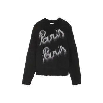 SAINT LAURENT Women's Paris Mohair Knit Sweater Black/Natural